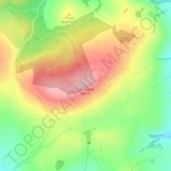 Mapa topográfico Llechwedd, altitud, relieve