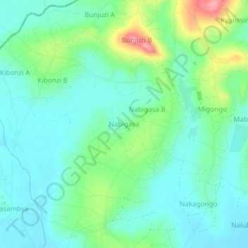 Mapa topográfico Nabigasa, altitud, relieve