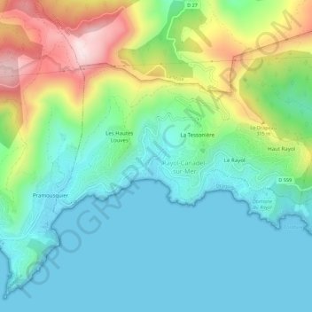 Mapa topográfico Le Canadel, altitud, relieve