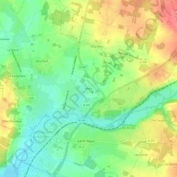 Mapa topográfico Metry, altitud, relieve