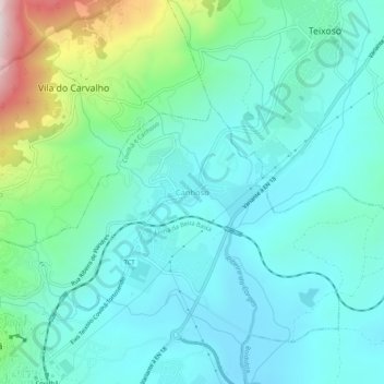 Mapa topográfico Canhoso, altitud, relieve