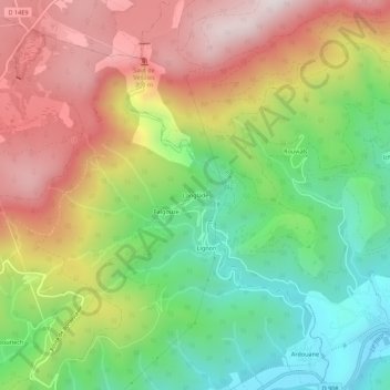 Mapa topográfico Langlade, altitud, relieve