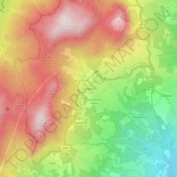 Mapa topográfico Covigliaio, altitud, relieve