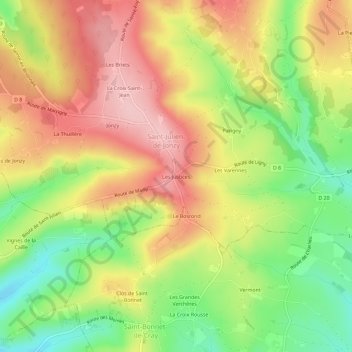 Mapa topográfico Les Justices, altitud, relieve