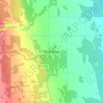 Mapa topográfico Pine River, altitud, relieve