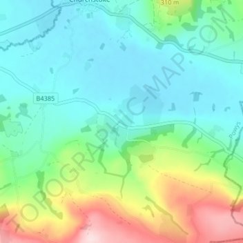 Mapa topográfico Pentre, altitud, relieve