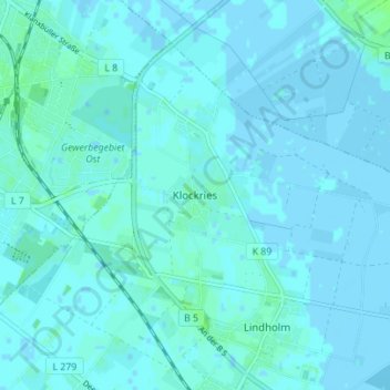 Mapa topográfico Klockries, altitud, relieve