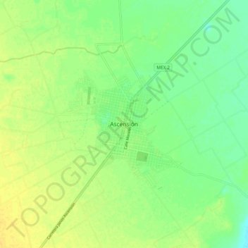 Mapa topográfico Ascensión, altitud, relieve