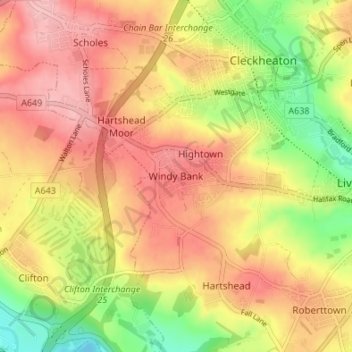 Mapa topográfico Windy Bank, altitud, relieve