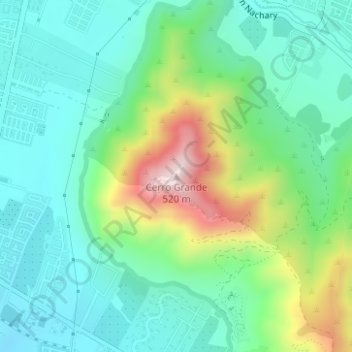 Mapa topográfico Cerro Grande, altitud, relieve