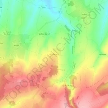 Mapa topográfico Les Barrats, altitud, relieve