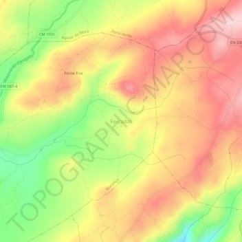 Mapa topográfico Forcadas, altitud, relieve