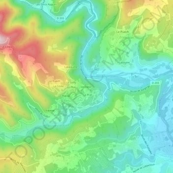 Mapa topográfico Le Daber, altitud, relieve