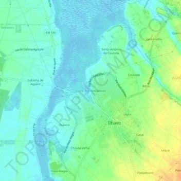 Mapa topográfico Bairro dos Pescadores, altitud, relieve