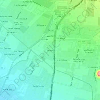 Mapa topográfico San José, altitud, relieve
