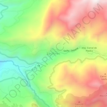 Mapa topográfico Los Pinos, altitud, relieve