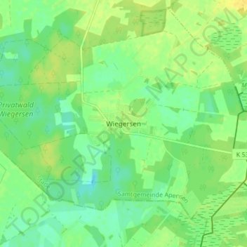 Mapa topográfico Wiegersen, altitud, relieve