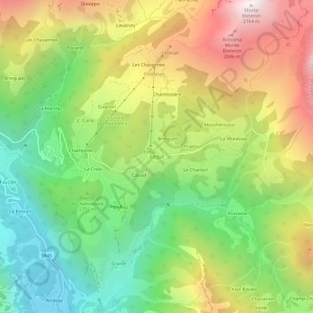 Mapa topográfico Estoul, altitud, relieve