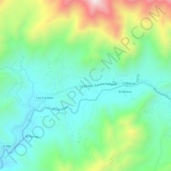 Mapa topográfico La Jarilla, altitud, relieve