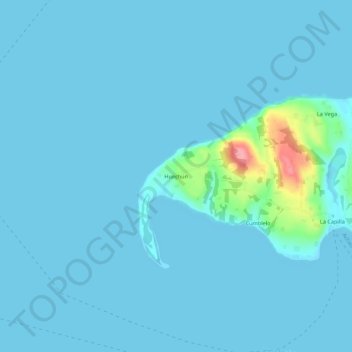 Mapa topográfico Huechún, altitud, relieve