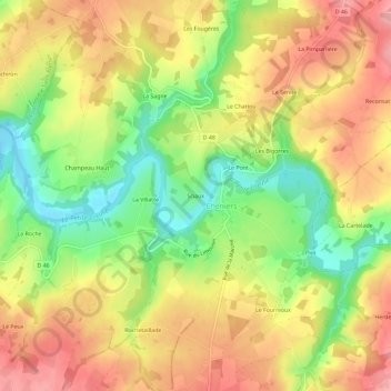 Mapa topográfico Sciaux, altitud, relieve