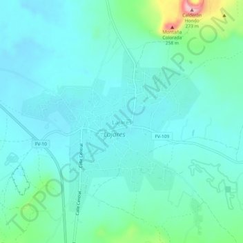 Mapa topográfico Lajares, altitud, relieve