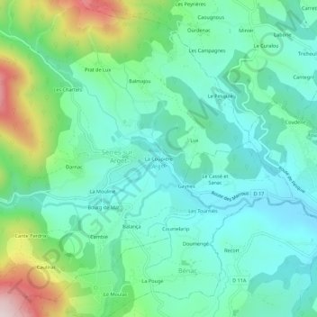 Mapa topográfico La Coupière, altitud, relieve