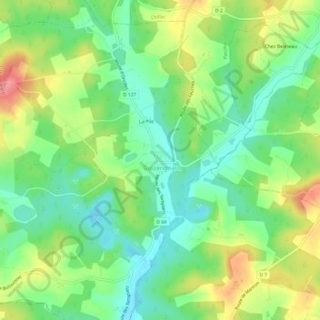 Mapa topográfico Chez Thomas, altitud, relieve