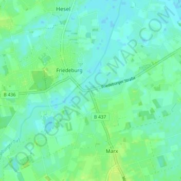 Mapa topográfico Strudden, altitud, relieve