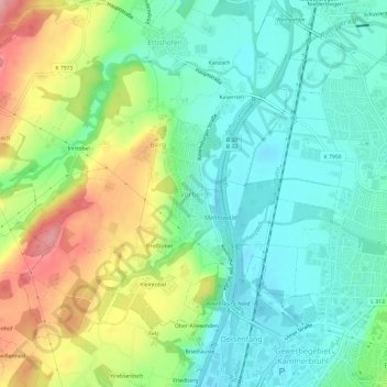 Mapa topográfico Vorberg, altitud, relieve