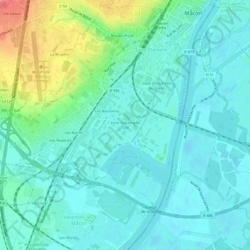 Mapa topográfico Zone Industrielle Sud, altitud, relieve