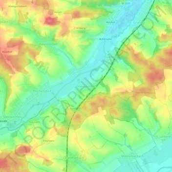 Mapa topográfico Oberpaindorf, altitud, relieve