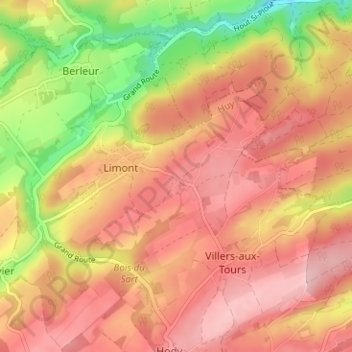Mapa topográfico Hestreux, altitud, relieve