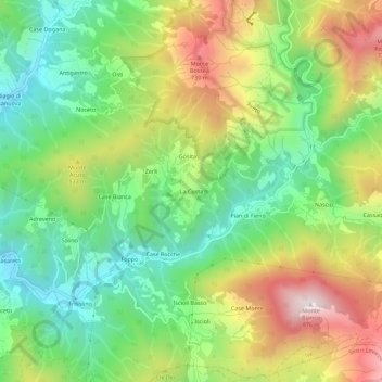 Mapa topográfico La Costa, altitud, relieve