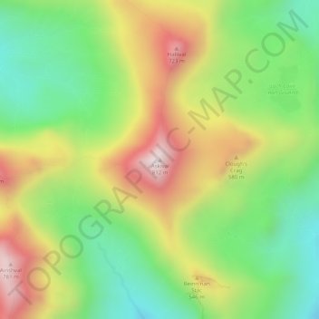 Mapa topográfico Askival, altitud, relieve