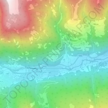Mapa topográfico Termenago, altitud, relieve