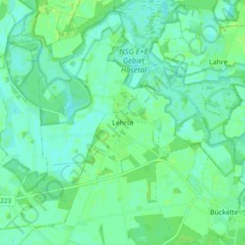 Mapa topográfico Lehrte, altitud, relieve