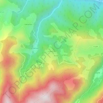 Mapa topográfico Le Rasclat, altitud, relieve