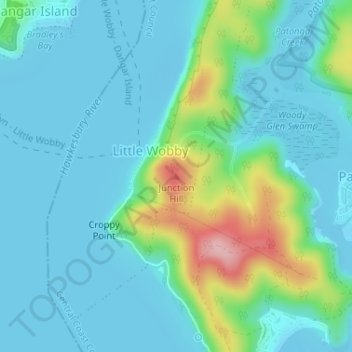 Mapa topográfico Junction Hill, altitud, relieve