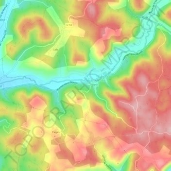 Mapa topográfico Marquayrol, altitud, relieve