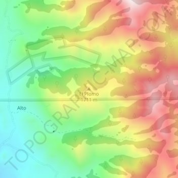 Mapa topográfico El Plomo, altitud, relieve