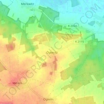 Mapa topográfico Österitz, altitud, relieve