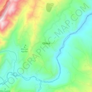 Mapa topográfico Chima, altitud, relieve