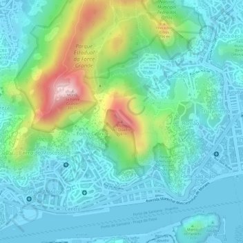 Mapa topográfico Morro do Quadro, altitud, relieve