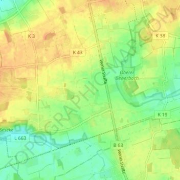 Mapa topográfico Osterflierich, altitud, relieve