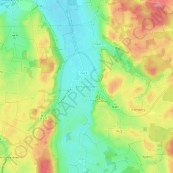 Mapa topográfico Bertoldshofen, altitud, relieve