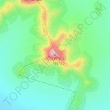 Mapa topográfico Cerro Recreo, altitud, relieve
