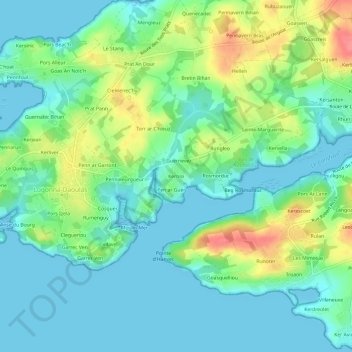 Mapa topográfico Kernisi, altitud, relieve