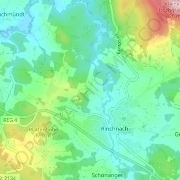 Mapa topográfico Kapfham, altitud, relieve