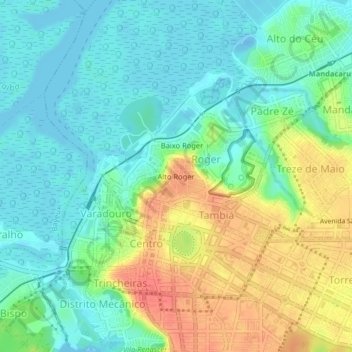 Mapa topográfico Alto Roger, altitud, relieve